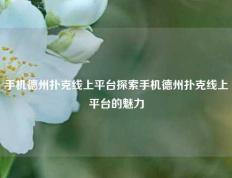 手机德州扑克线上平台探索手机德州扑克线上平台的魅力