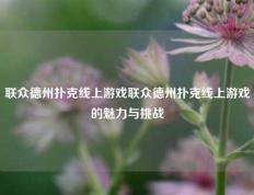 联众德州扑克线上游戏联众德州扑克线上游戏的魅力与挑战