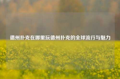 德州扑克在哪里玩德州扑克的全球流行与魅力