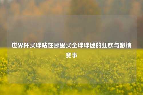 世界杯买球站在哪里买全球球迷的狂欢与激情赛事