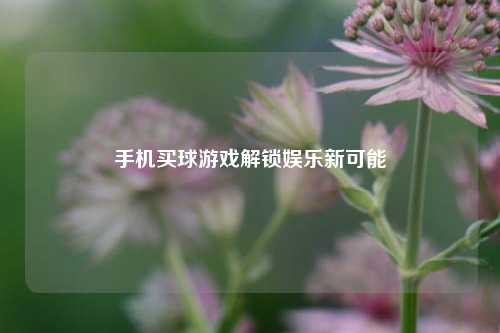 手机买球游戏解锁娱乐新可能