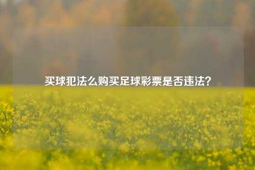 买球犯法么购买足球彩票是否违法？
