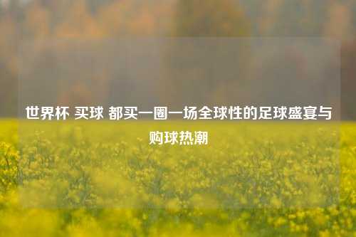 世界杯 买球 都买一圈一场全球性的足球盛宴与购球热潮