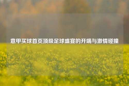 意甲买球首页顶级足球盛宴的开端与激情碰撞