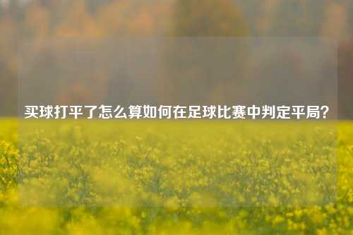 买球打平了怎么算如何在足球比赛中判定平局？