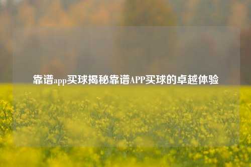 靠谱app买球揭秘靠谱APP买球的卓越体验