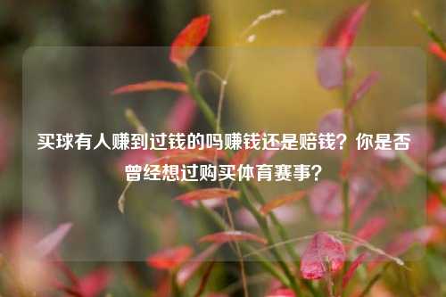 买球有人赚到过钱的吗赚钱还是赔钱？你是否曾经想过购买体育赛事？
