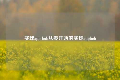 买球app bob从零开始的买球appbob