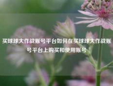 买球球大作战账号平台如何在买球球大作战账号平台上购买和使用账号