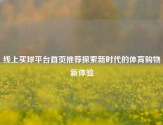 线上买球平台首页推荐探索新时代的体育购物新体验