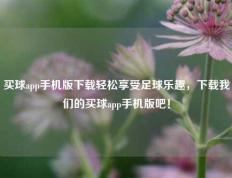 买球app手机版下载轻松享受足球乐趣，下载我们的买球app手机版吧！