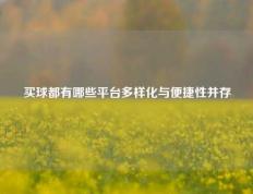 买球都有哪些平台多样化与便捷性并存