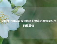 买球那个网站好选择靠谱的体育彩票购买平台的重要性