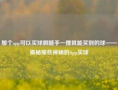 那个app可以买球啊随手一搜就能买到的球——揭秘那些神秘的App买球