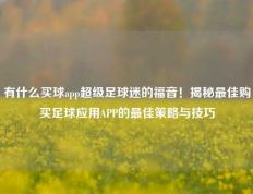 有什么买球app超级足球迷的福音！揭秘最佳购买足球应用APP的最佳策略与技巧