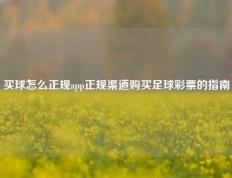 买球怎么正规app正规渠道购买足球彩票的指南