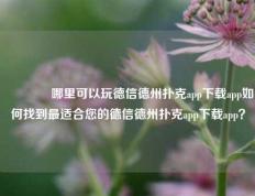 🌈哪里可以玩德信德州扑克app下载app如何找到最适合您的德信德州扑克app下载app？