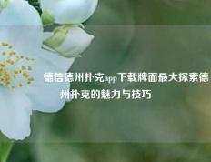 🥉德信德州扑克app下载牌面最大探索德州扑克的魅力与技巧