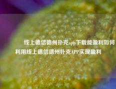 👍线上德信德州扑克app下载能盈利如何利用线上德信德州扑克APP实现盈利
