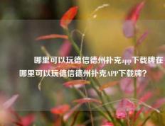🌈哪里可以玩德信德州扑克app下载牌在哪里可以玩德信德州扑克APP下载牌？