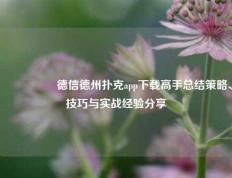 🎖️德信德州扑克app下载高手总结策略、技巧与实战经验分享