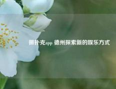🥇微扑克app 德州探索新的娱乐方式