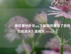 🥉德信德州扑克app下载游戏都没了游戏彻底消失？真相大 reveal！