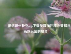 ✌️德信德州扑克app下载差额加注精准策略与高效玩法的融合