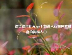 🥇德信德州扑克app下载进入钱圈探索财富的神秘入口
