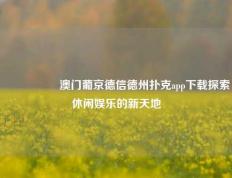 🎖️澳门葡京德信德州扑克app下载探索休闲娱乐的新天地