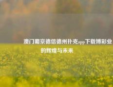 🏅澳门葡京德信德州扑克app下载博彩业的辉煌与未来