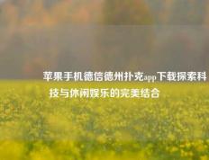 🥇苹果手机德信德州扑克app下载探索科技与休闲娱乐的完美结合