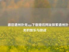 ✌️德信德州扑克app下载赌钱网址探索德州扑克的娱乐与挑战