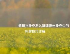 🎖️德州扑扑克怎么算牌德州扑克中的扑牌技巧详解