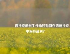🌈微扑克德州牛仔输钱如何在德州扑克中保持盈利？