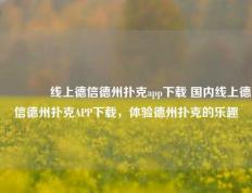 🏅线上德信德州扑克app下载 国内线上德信德州扑克APP下载，体验德州扑克的乐趣