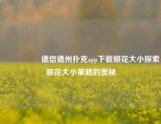 🎖️德信德州扑克app下载顺花大小探索顺花大小策略的奥秘