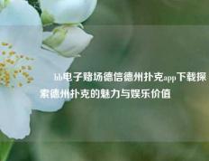 🎖️hb电子赌场德信德州扑克app下载探索德州扑克的魅力与娱乐价值