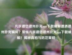 🌈凡跃德信德州扑克app下载破解遭遇德州扑克骗局？警惕凡跃德信德州扑克app下载破解！揭秘真相与防范策略