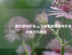 🥇德信德州扑克app下载看底牌德州扑克的魅力与挑战
