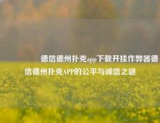 🎖️德信德州扑克app下载开挂作弊器德信德州扑克APP的公平与诚信之谜