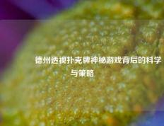 🌈德州透视扑克牌神秘游戏背后的科学与策略