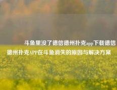 🏅斗鱼里没了德信德州扑克app下载德信德州扑克APP在斗鱼消失的原因与解决方案