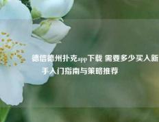 🥈德信德州扑克app下载 需要多少买入新手入门指南与策略推荐