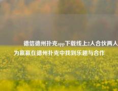 🌈德信德州扑克app下载线上2人合伙两人为赢赢在德州扑克中找到乐趣与合作