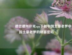 👍德信德州扑克app下载中国土豪老罗中国土豪老罗的财富密码