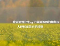 👍德信德州扑克app下载深筹码的精髓深入理解深筹码的精髓