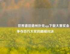 🎖️世界德信德州扑克app下载大赛奖金争夺百万大奖的巅峰对决