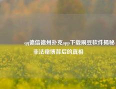 🌈qq德信德州扑克app下载刷豆软件揭秘非法赌博背后的真相