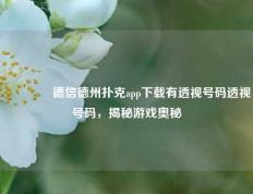👍德信德州扑克app下载有透视号码透视号码，揭秘游戏奥秘
